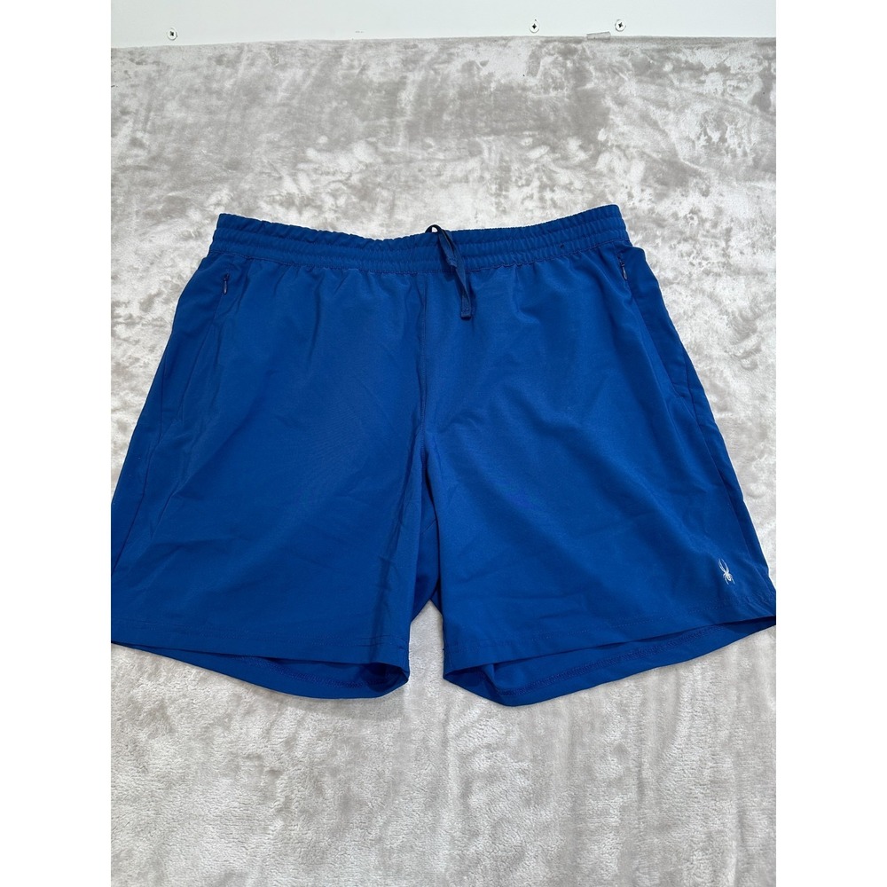 Spyder Active Men Blue Athletic‎ Workout Shorts Size XL TG ProWeb Zip Pockets